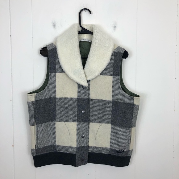 Woolrich Women's Giant Buffalo Wool Vest Sz L - Picture 4 of 14